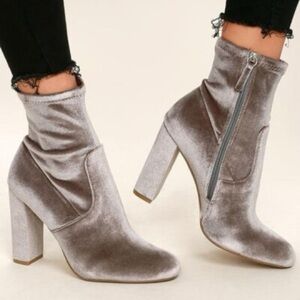 Steve Madden Mid-Calf Edit Grey Velvet Heeled Boots Sz 8